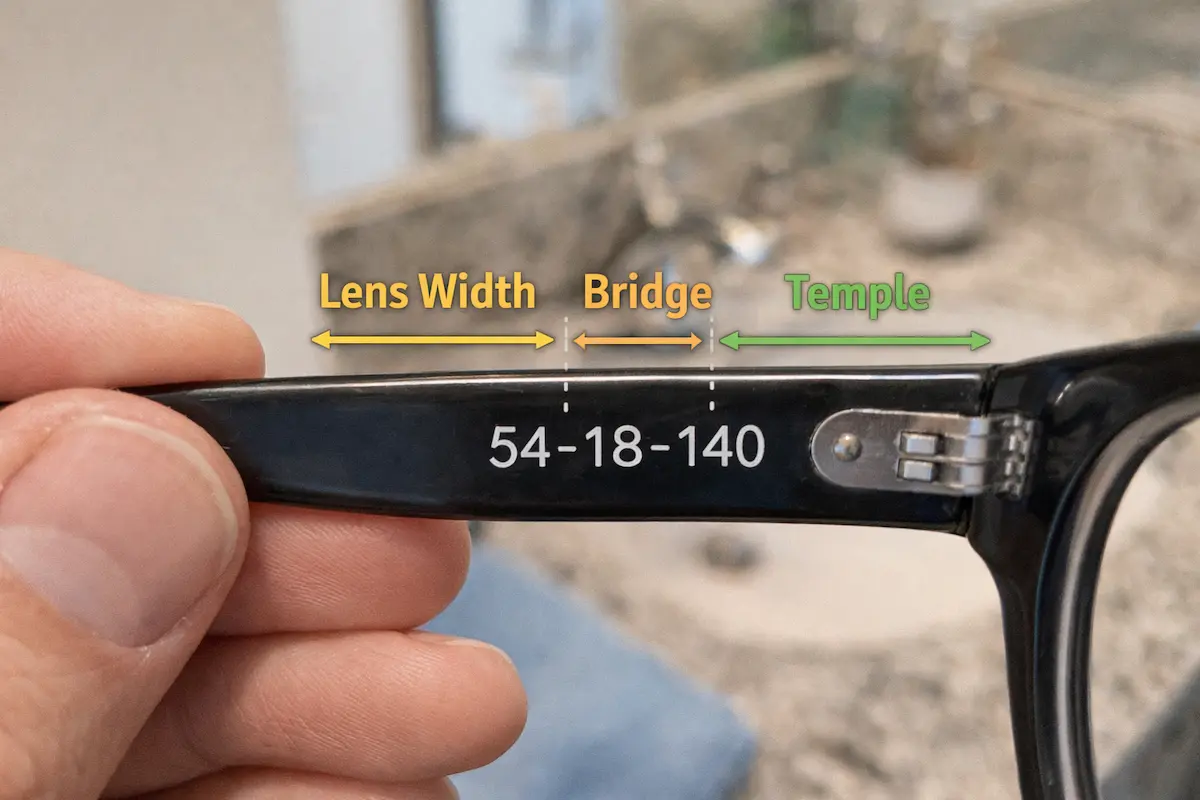 راهنمای خواندن معنی اعداد و سایز روی دسته عینک