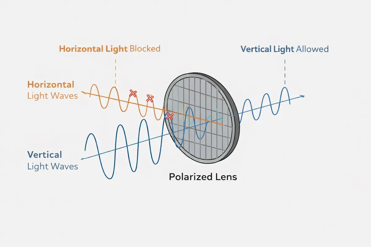 نمودار عملکرد لنز پلاریزه در حذف بازتاب نور