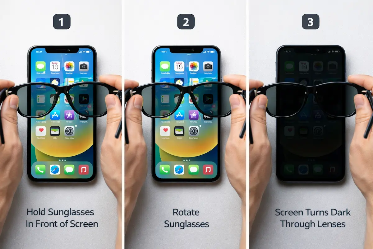 تست عینک پلاریزه با صفحه گوشی موبایل